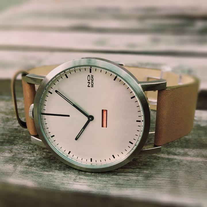 Round Unisex Quartz Watch with 2 Hands, Leather Band | NO MONDAY