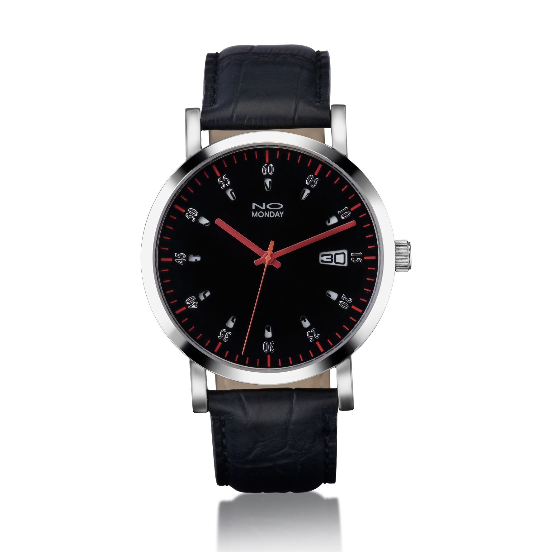 Quartz Calendar Watch | Collection 12 Windows | red hands | black strap