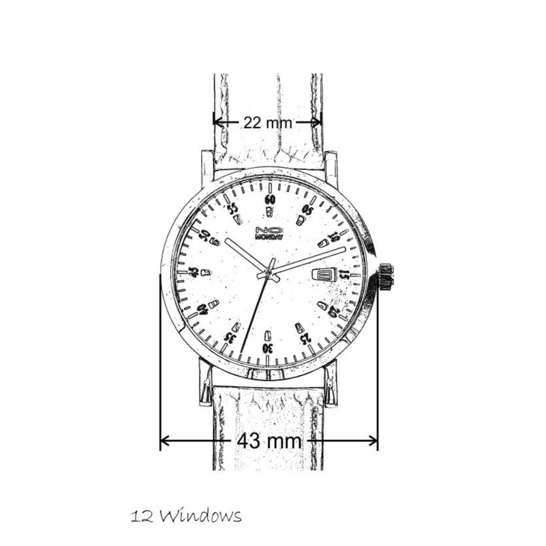 Quartz Calendar Watch | Collection 12 Windows | grey hands | black strap