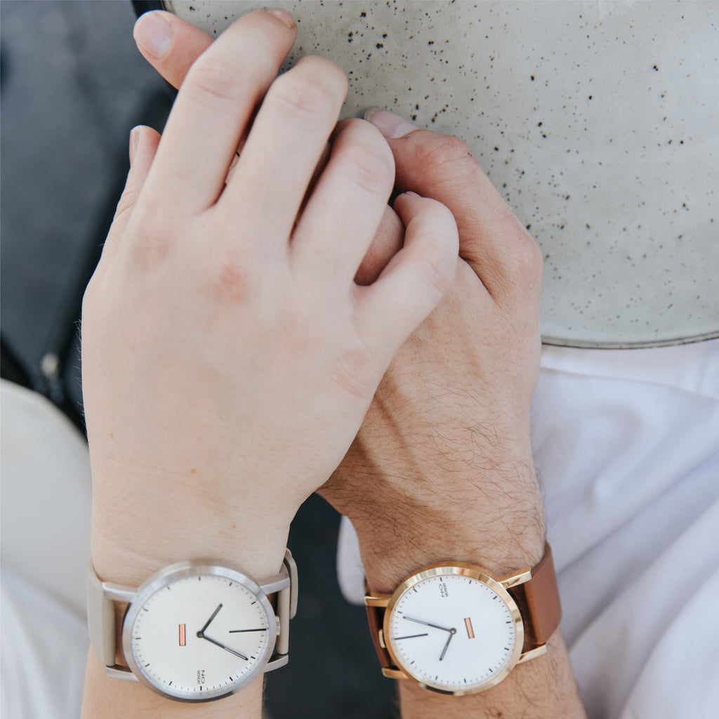 Unisex Watch | Collection 460 | gold case | white dial | tan strap