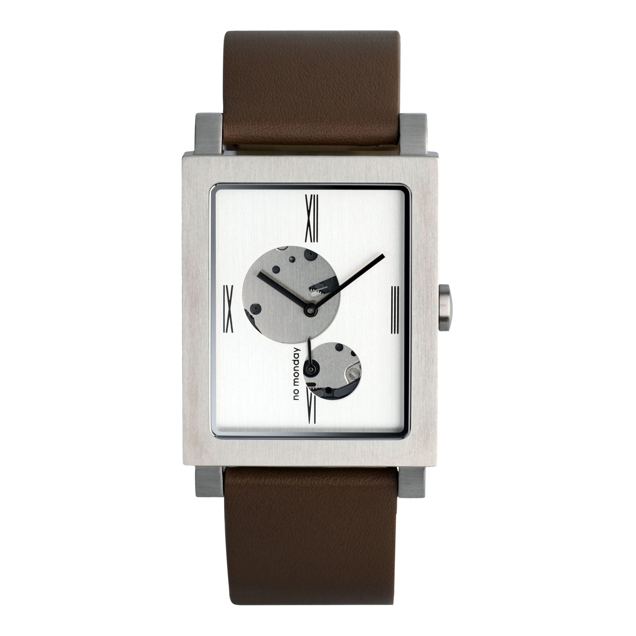 Quartz Watch | Collection Open Heart | silver dial | deep brown strap
