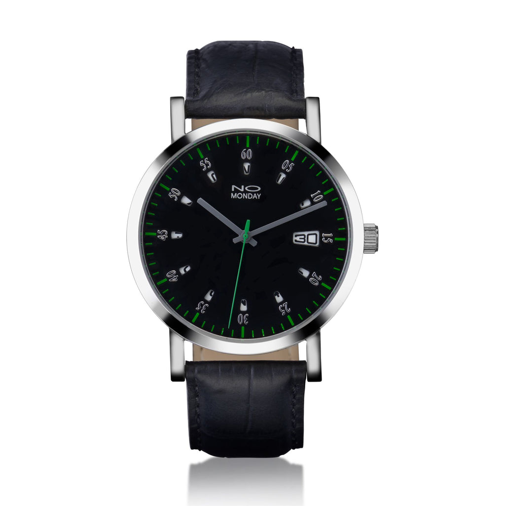 Quartz Calendar Watch | Collection 12 Windows | grey hands | black strap